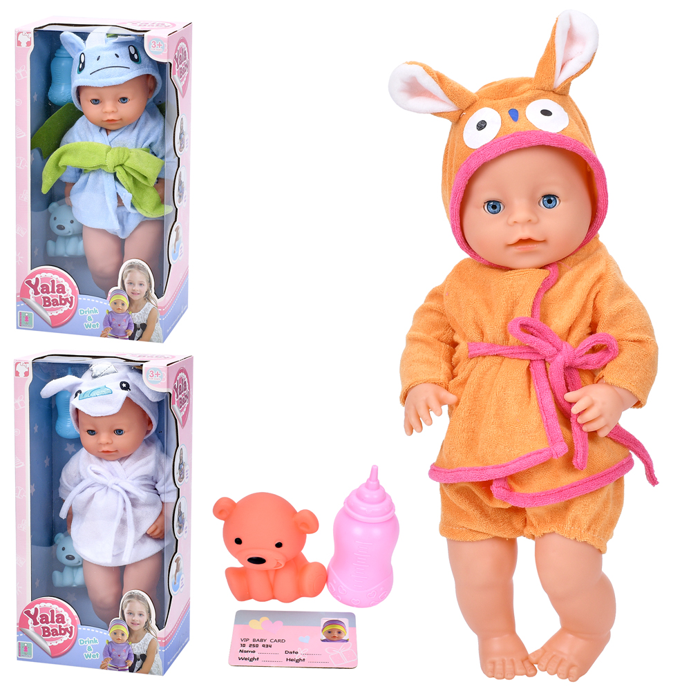 Пупс YL2440D-A-B-E (18шт) 39см, п'є-пісяє, пляшечка, тварина, 3 види, в кор-ці, 20-40-12см