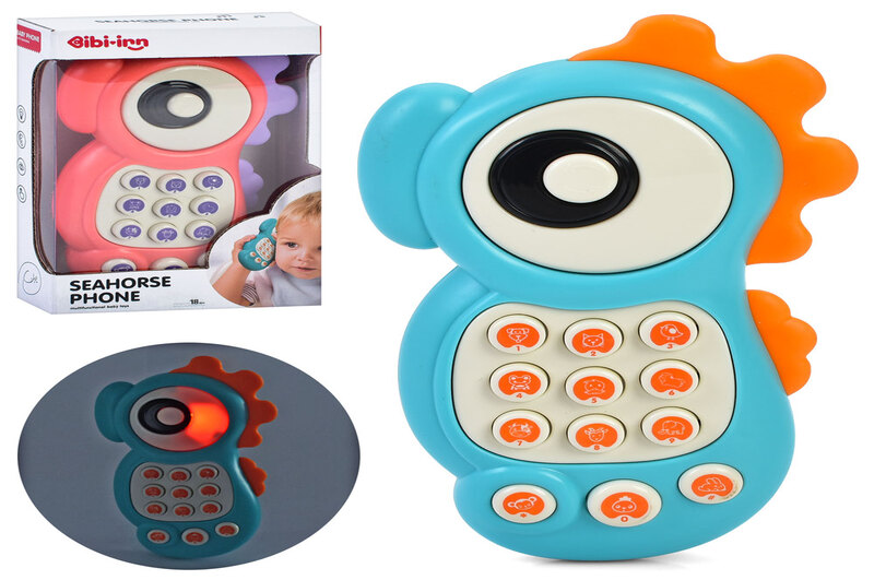 Телефон мобільний 6226 (48шт) морський коник, 14-8-2,5см, музика, звук(англ),світло, цифри, тварини/