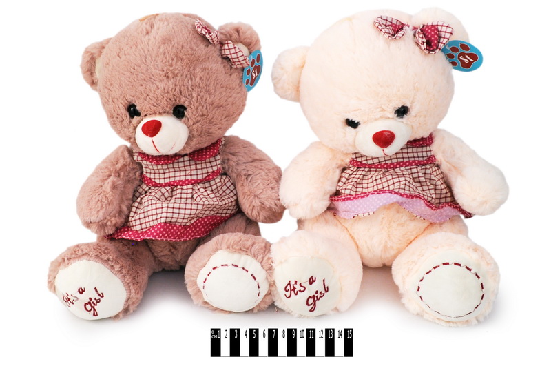 Ведмедик в платті коричневий  2683/33  33см