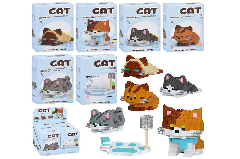 Конструктор W1522 (288шт) кіт, від 151дет, 6видів (1вид-килимок), в кор-ці,16,5-11,5-13 УПАК6шт