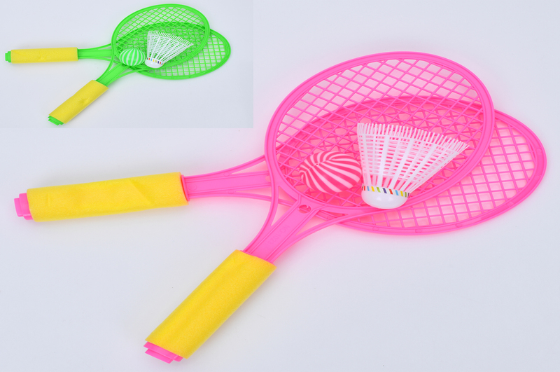 Ракетка MR 1210-2 (120шт) дитяча 2шт, 30см, м'ячик, воланчик, мікс кольорів, у пакеті, 12,5-30-5см