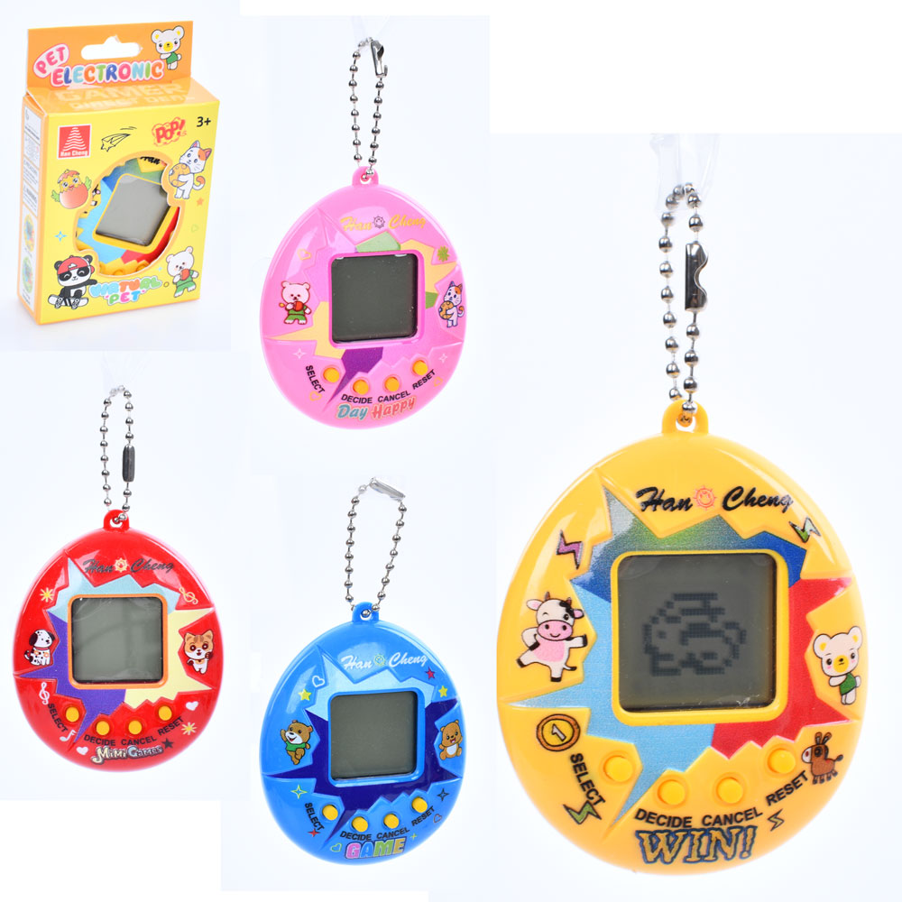 Гра HC-10160 (90шт) тамагочі, 6,5-5-1,5см, звук, ч/б екран, 4 види, бат(табл), в кор-ці, 5,5-9-2см