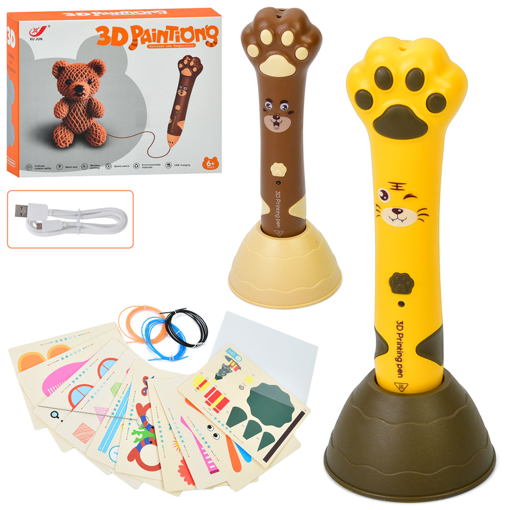 3D ручка XJ01-4 (24шт) 15см, підставка, картки, тип філоменту-PCL(3 кольори), USB-зарядне, аккум, 2