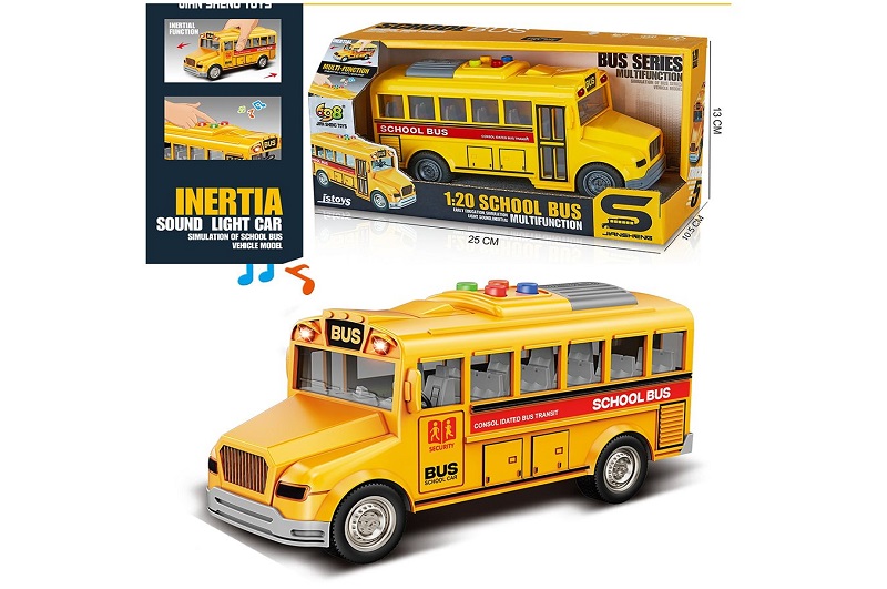 Автобус JS168 (24шт) інерція, 19см, 1:20, шкільний, звук, світло, гумові колеса, на бат(табл), в кор