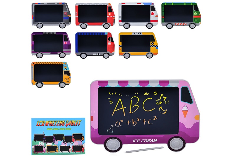 LCD планшет SMT 0008 (50шт) для малювання, 10 дюймів, транспорт 29,5-22,5см, кольорова, 9 видів, бат