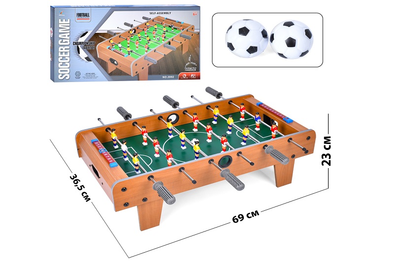 Футбол 2992 (6шт) дерев'яний, на штангах, на ніжках, 36,5-69-в23см, поле 59-35см, шкала ведення раху