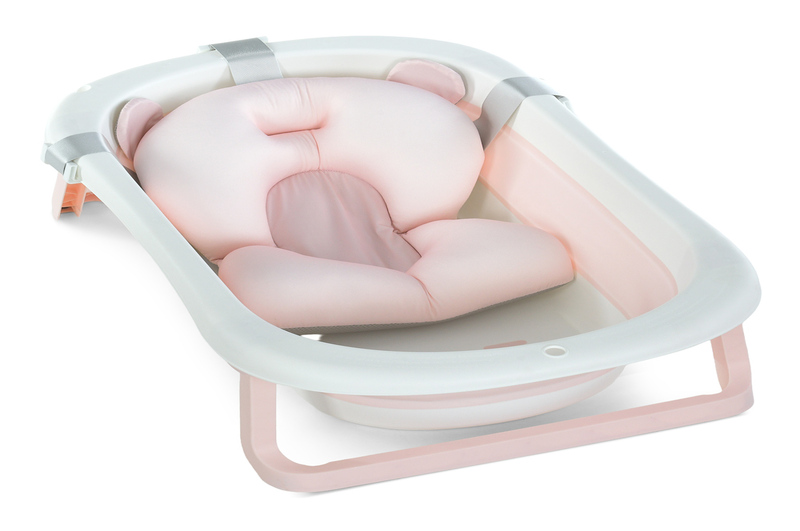 Ванночка ME 1151 PLUS Peony Pink (1шт) дитяча, з термометром, вкладиш, силікон, складана 78,3*49,3*2