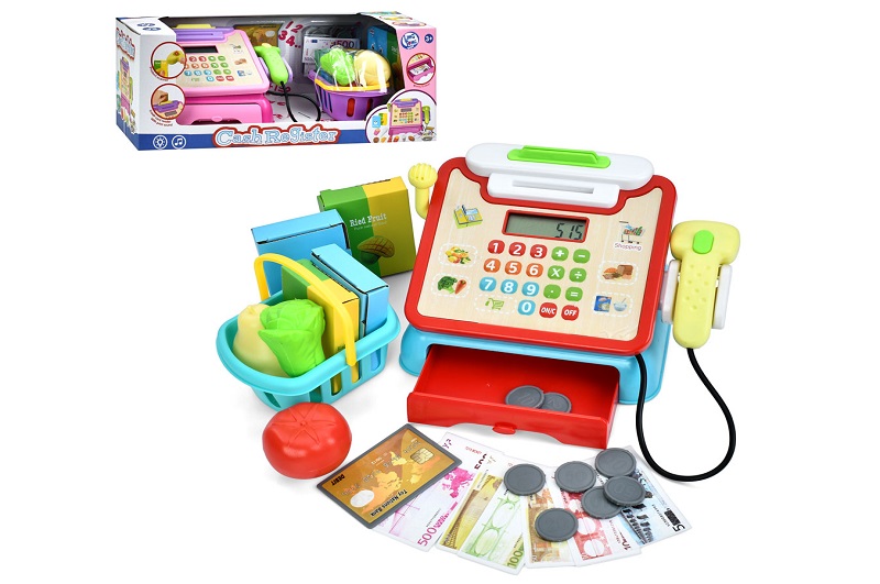 Касовий апарат LT5501-02-1C (16шт) сканер, мікрофон, калькулятор, продукти, гроші, корзина, 2 кольор