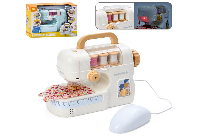 Швацька машина XS-25001 (24шт) 21-15-9см, шиє, педаль керування, світло, нитки, тканина, на бат-ці,