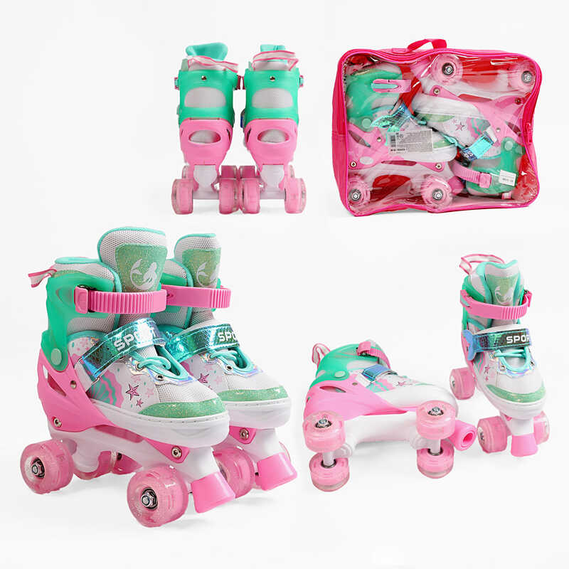 Ролики 4178-290 S розмір 31-34 (6) бірюзовий,устілка 18-21 см,колеса PU,СВІТЛО,d коліс – 4,5 см,в су