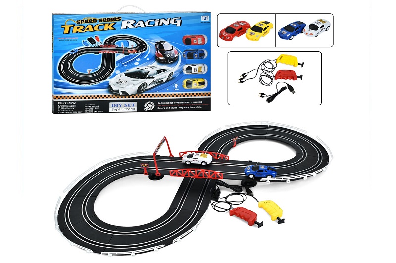 Трек 589-38A (18шт) 280см/98-46см, на шнурі(пульт 2шт), машина 2шт, 2 змінні корпуси, від мережі (US