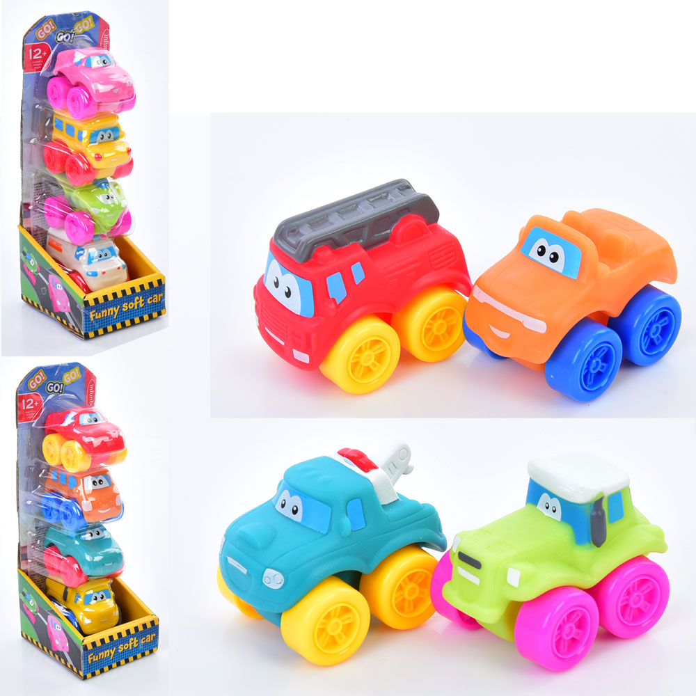 Набір машинок PL2812-OTB (24шт) 4шт, 6,5см, м'які, 3 види, в кор-ці, 7,5-22-9см