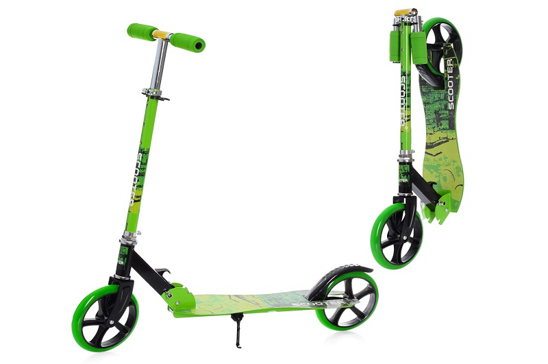 Самокат SR 2-050-1-GR (1шт) сталь,2колесаПУ200мм,кермо87-97см,підніжка30-11см,підставка,складаний