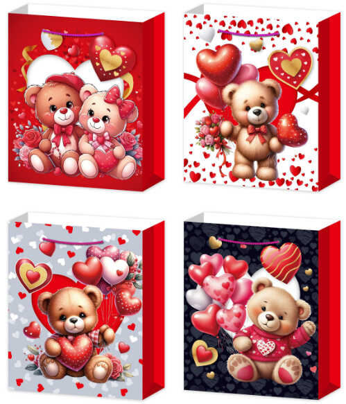 Пакет подарунковий C 75742 (480) 4 види, СЕРЕДНІЙ, МІКС ВИДІВ