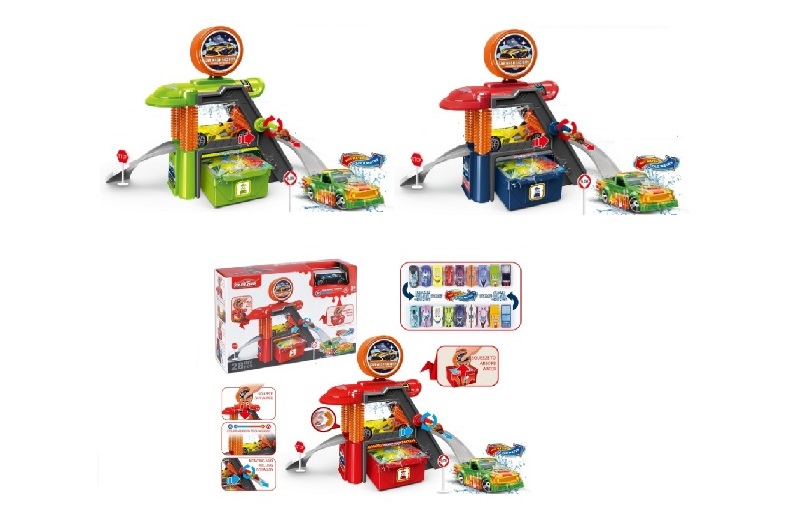 Паркінг 660-S123/S124/S125 автомийка з метал.машинкою та аксес.3в.батар.муз.світ.тече вода.кор.29*9*