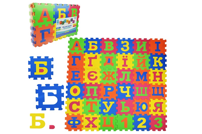 Пазли фомові EVA арт. PL81002 (60шт) Укр. алфавіт 36 дет 14*14*0,8см  у плівці 27*5*40 см