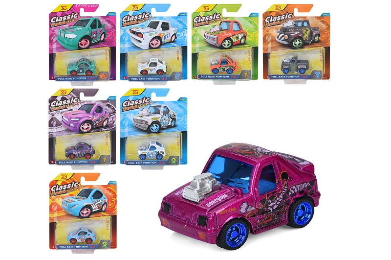 Машина XG879-018B-019B (144шт) метал, інерц, 5,5см, мікс видів, на листі, 13-16,5-4см