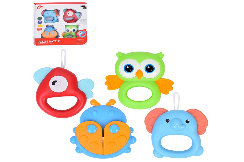 Брязкальце 1688-92 (72шт) набір 4шт, від 7,5см, прорізувач, текстурні деталі, петелька, в кор-ці, 22