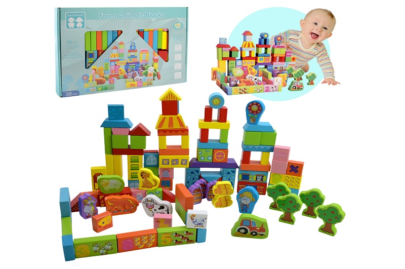 Дерев’яна іграшка арт. C9442 (18шт)  конструктор 100дет у кор.37,5*3*26см