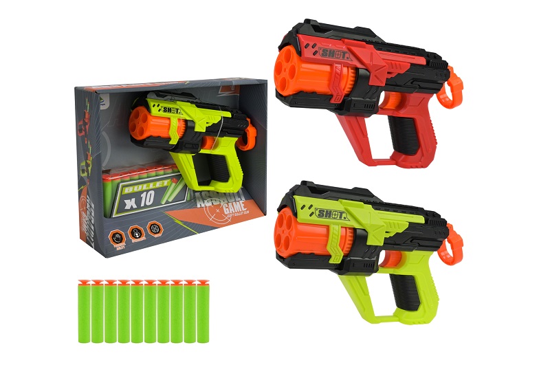 Бластер арт. 9956-1 (72шт/2)  2кольора,стріляє поролон. знарядами, 10поролон. Знарядів у наборі коро