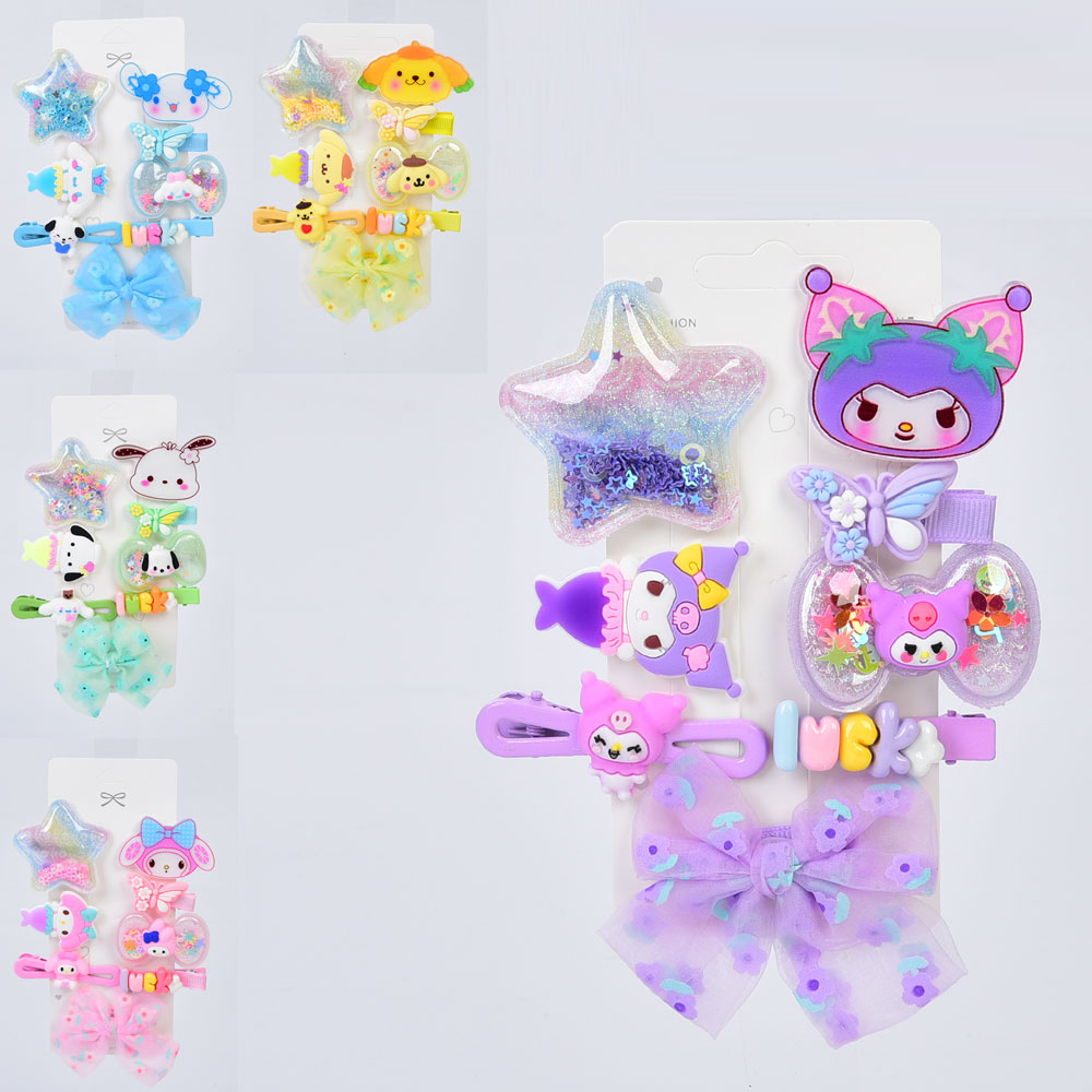 Аксесуар для волосся JD2636 (180шт) KR, заколки, набір 8шт, 5 видів, у пакеті, 11-19-1,5см, упаковка