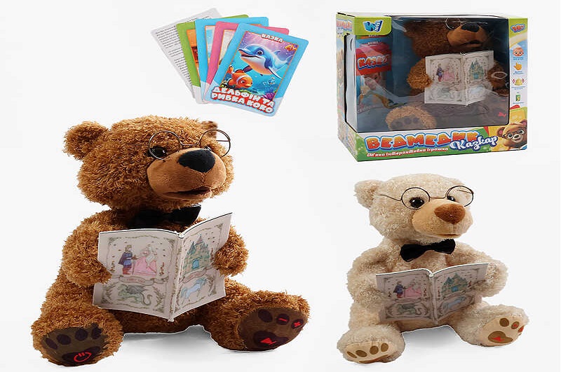 Ведмедик казкар 31515 (16/2) 2 види, WToys", УКР. МОВА, 15 аудіоказок, 5 карток, скоромовки та звук"