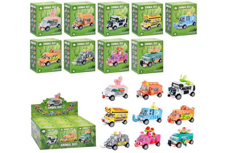 Конструктор BB121E УПАК9шт(162шт) автобус, від 101дет, в кор-ці, 9шт(9вид) в диспл, 27,5-12,5-18,5см