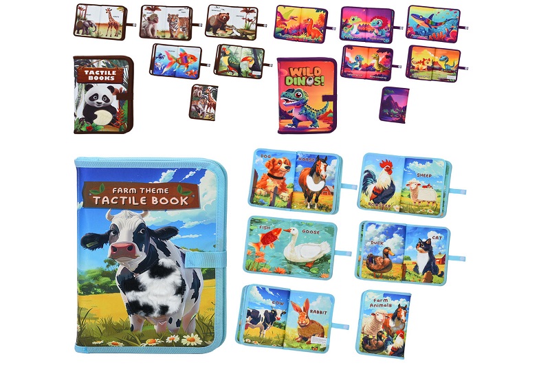 Книжка  HQ8809-10-11 (24шт) 17-25-3см, застібка-кнопка, текстурні вставки, 3 види (домашні тварини,