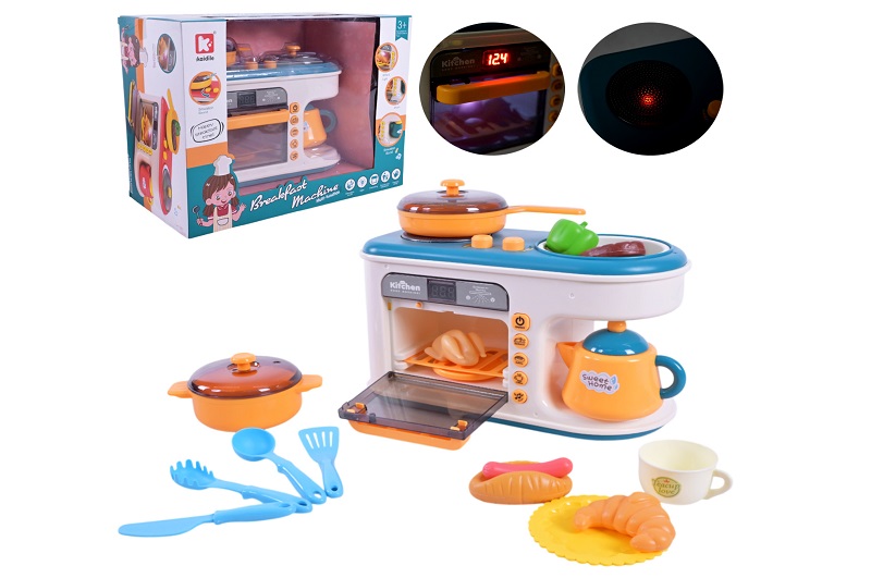 Кухня набір арт. G775A(штрих 0786) (12шт)  батар. світло, звук, червоного кольору,  продукти, аксес