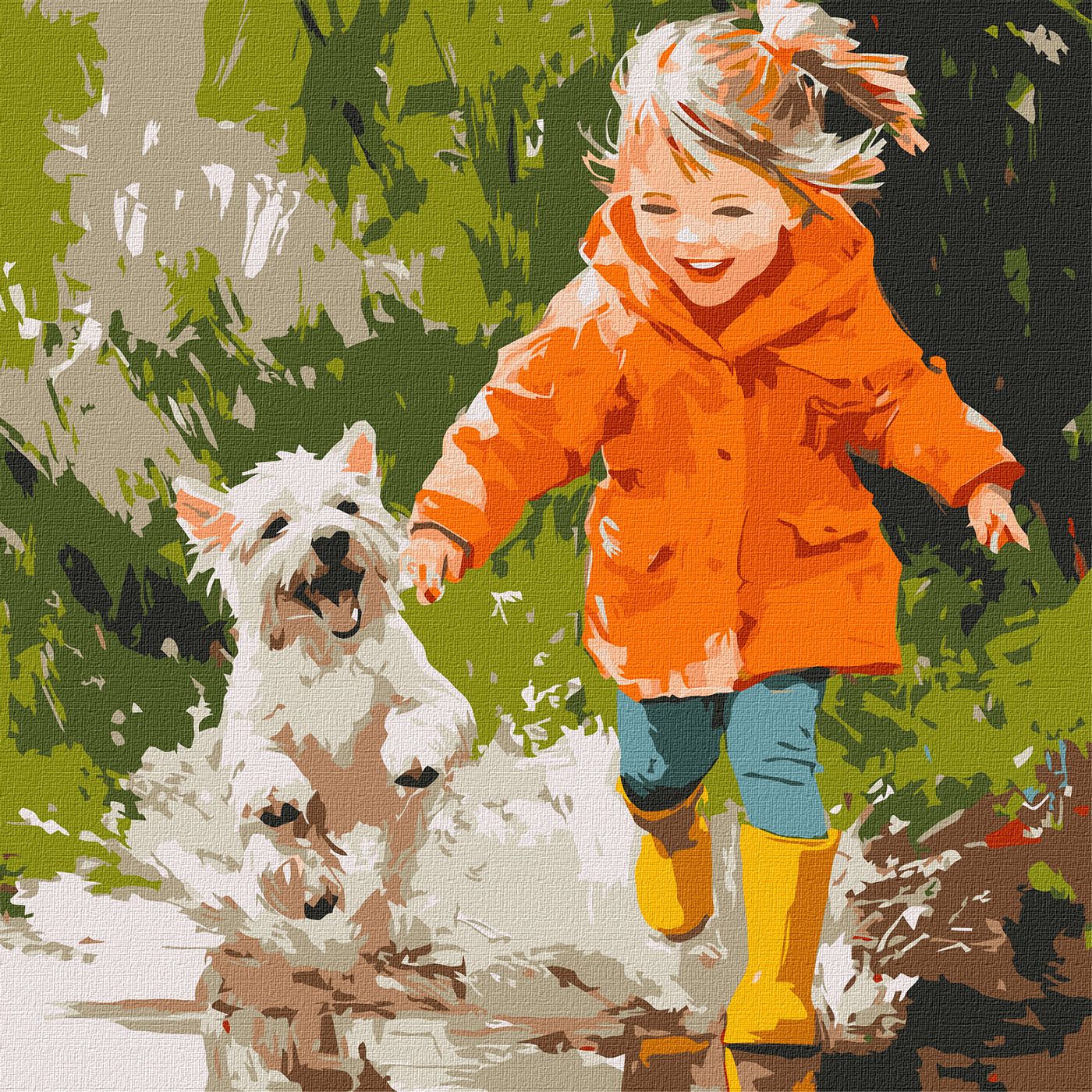 Картина по номерах Біг по калюжах" 40х40см  KHO8635"