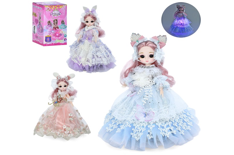 Лялька LM-37-40-56 (48шт) 24см, шарнірні руки, танцює, музика, світло, 3 види, на бат-ці, в кор-ці,