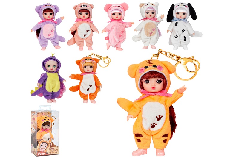 Лялька DH2296AB (72шт) 16см, шарнірна, вбрання-тварини, 8 видів, в кор-ці, 9-19-6,5см