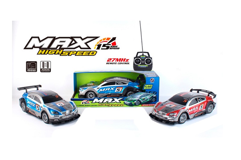 Машина DH-8195-2C (12шт) р/к, 35см, 1:12, гумові колеса, корпус не б'ється,  2 кольори, на бат-ці, в