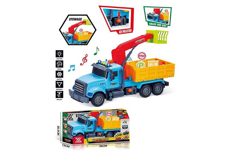 Спецтехніка 688-4 B (24) “Вантажівка з підйомником”, довжина 33 см, світло, звук, інерція, гумові ко