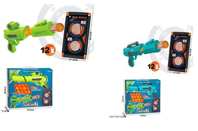 Бластер арт. 901D/902D (36шт/2)  2кольора,   стріляє поролон.кульками,12 кульок в наборі+мішені, кор