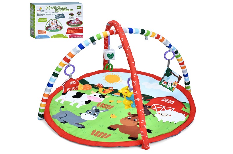 Килимок для немовляти 63634F (6шт) 82см, дуга 2шт, підвіски 4шт (брязкальце, пискавка), в кор-ці, 38