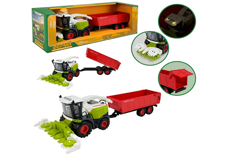 Комбайн із причепом батар. арт. AP9925 (36шт/2),світло,звук,у короб.43,5*13*14,5см