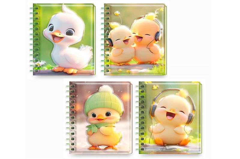 Блокнот MK 5548 (144шт) на спіралі, 11-14-1,5см, лінія, каченя, у пакеті, 24шт(4види) в дисплеї, 24-