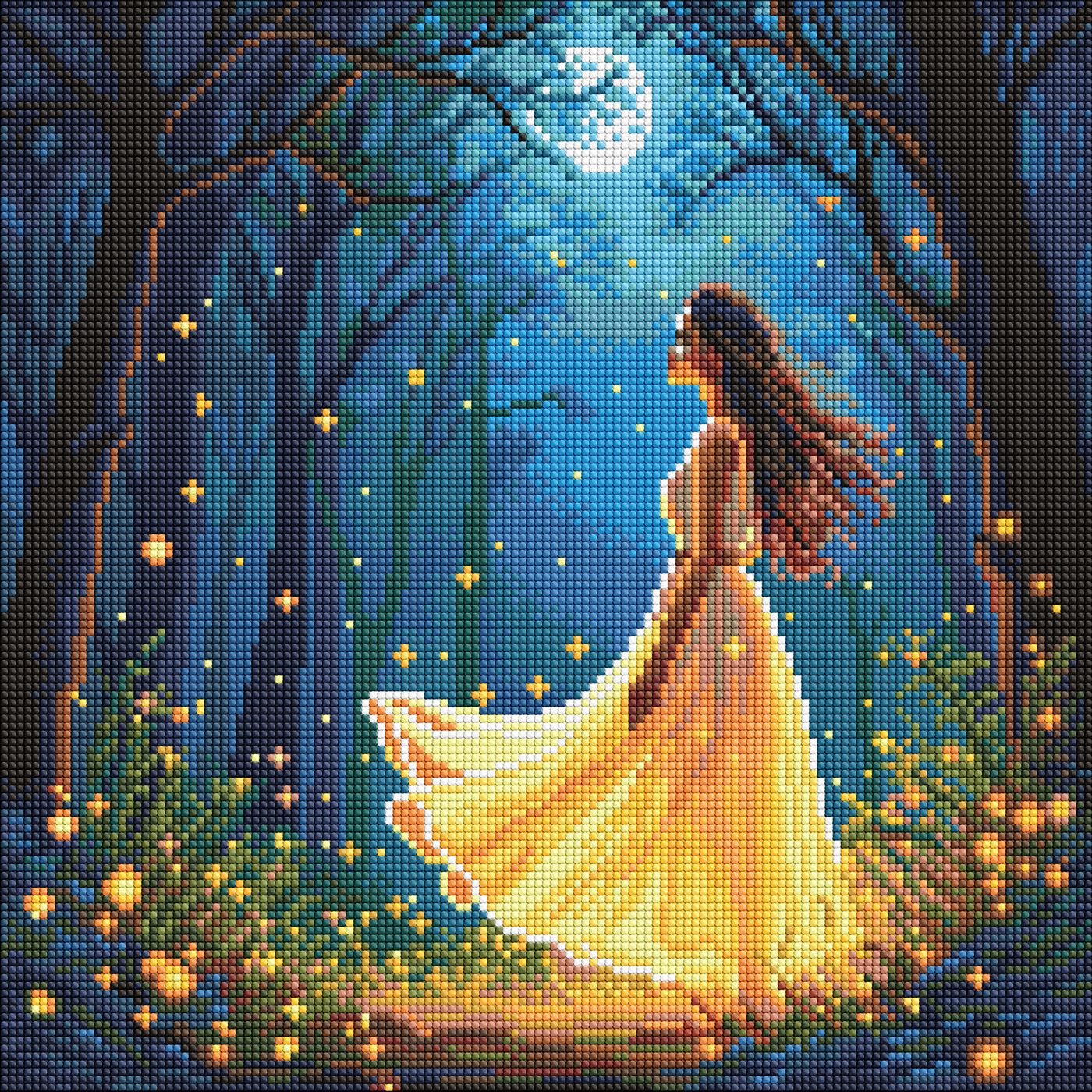 Набір з алмазною мозаїкою Дівчина серед світлячків" 40х40см  AMO8224"