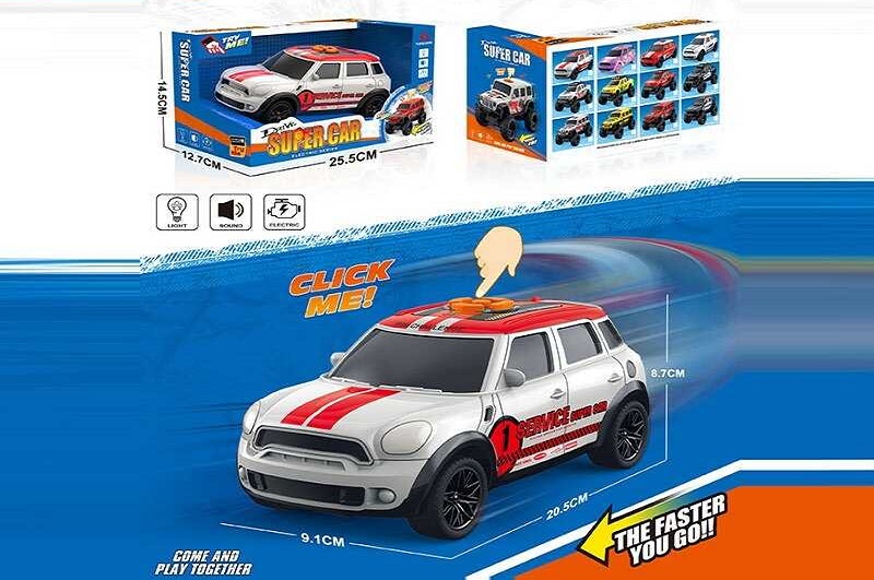 Машина музична E 25-1 (60/2) світло, звук, їздить вперед та назад, гумові колеса, масштаб 1:18, в ко