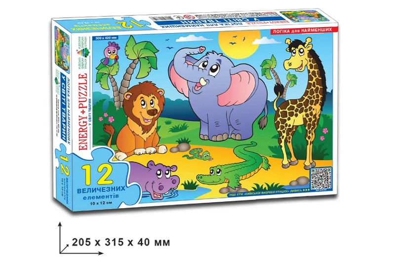 Гра-пазл У світі тварин" 12  в кор.  Ен6126"