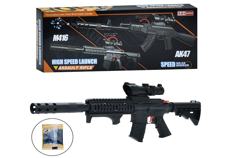 Автомат 9909 (36шт) 53см, стріляє водяними кулями, прицел, в кор-ці, 33,5-13,5-5см