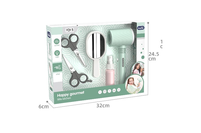 Набір аксесуарів A2009-1 (36шт) набір перукаря, фен-повітря, дзеркало, ножиці, на бат-ці, в кор-ці,