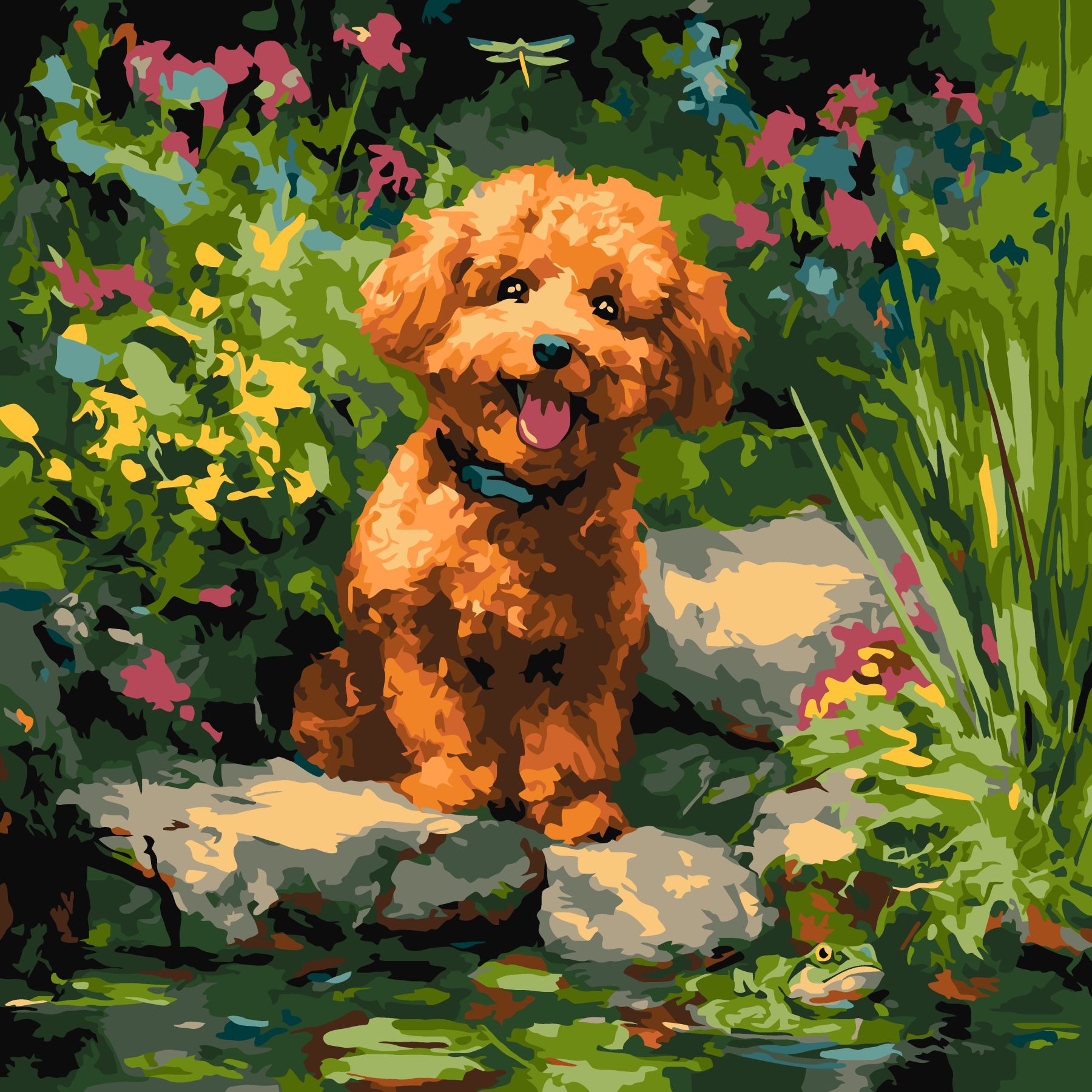 Картина по номерах Пудель на ставку" 40х40см  KHO6799"