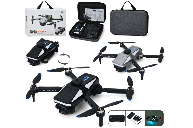 Квадрокоптер S5 (6шт) р/к,2,4G,41см,акум,світло,камера,складний,Wi-Fi,USB-зарядне,запасні лопасті,чо