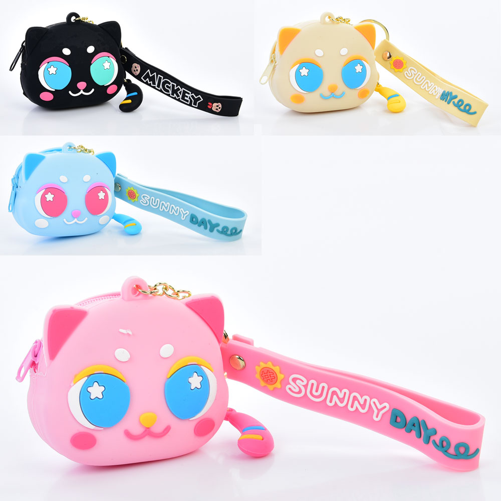 Гаманець Y-121 (120шт) кіт, 8,5-7-3см, 1 відділення, застібка-блискавка, коротка ручка, брелок, силі