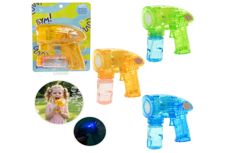 Мильні бульбашки арт. P82438A (96шт/2) батар. 3 кольори, пістолет, світло, короб. 7,2*22*6,5 см