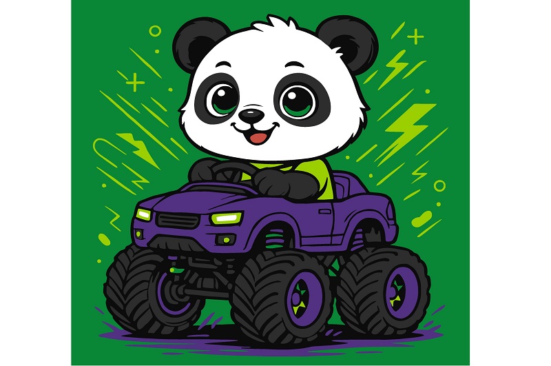 Набір для розпису по номерах для дітей Панда на машині" 25х25см KHO1306"