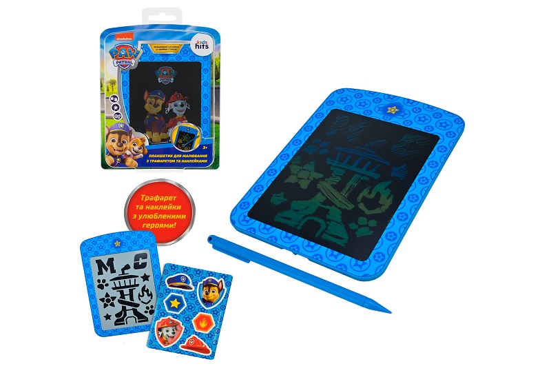 Планшет для малювання Paw Patrol арт. KH74/001L (40шт) LCD екран 6,5'', трафарет, наліпки блістер 15