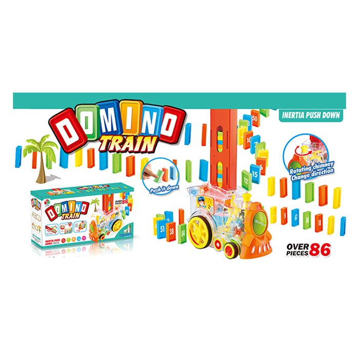 Поїзд 918 (18шт) 15,5см, їздить, звук, світло, дерева, доміно, 86дет, на бат-ці, в кор-ці, 27-14-8см